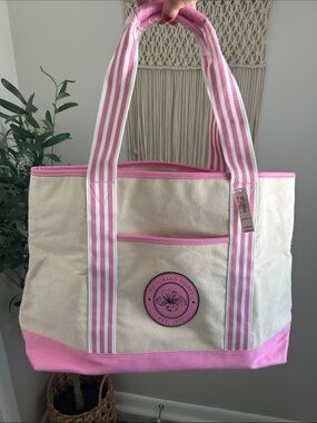 Victoria's Secret Pink and Cream Canvas Tote